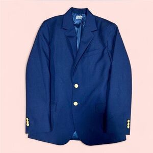 Lands' End Youth Blazer Sz 14 Navy Wool Blend Gold Buttons Preppy Classic Kids
